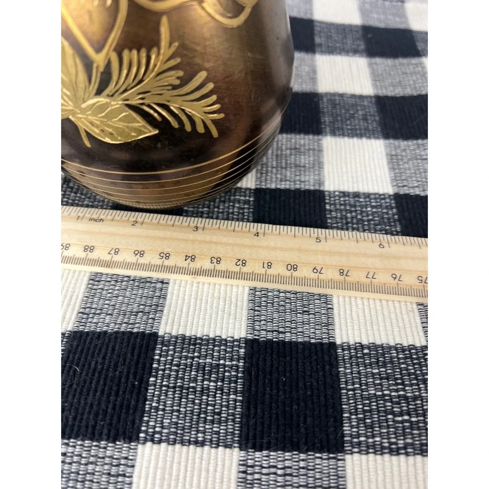 Vintage Etched Brass Floral Vase Tall Bud Vase Gold Tone Boho Decor 15
